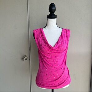 Y2K Inc Pink Drape Neck Blouse Bedazzled